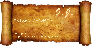 Oblath Jolán névjegykártya