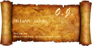 Oblath Jolán névjegykártya